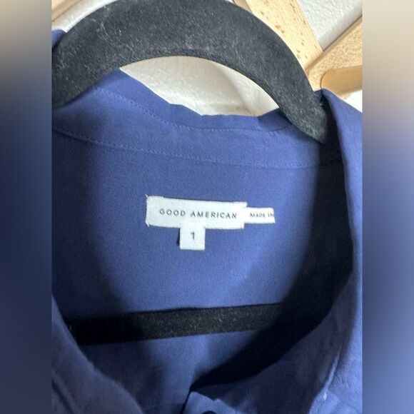 Good American Womens Hi-Low Point-Collar Button-Down Top Blue 1 US S - Picture 3 of 7